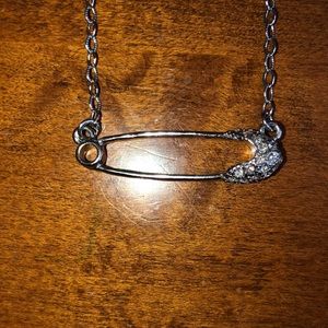 Pave paper clip necklace